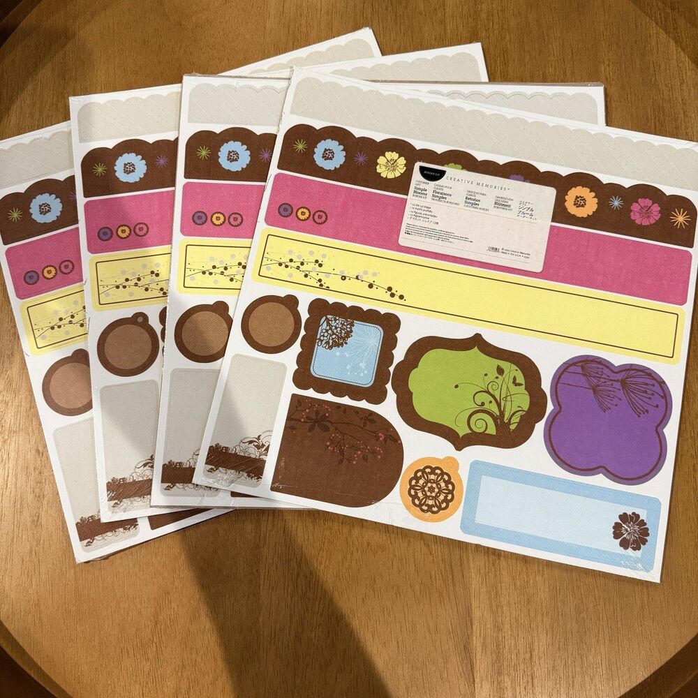 Creative Memories Simple Blooms Border Kits Lot Of 4 Packs 12 Each New/Sealed
